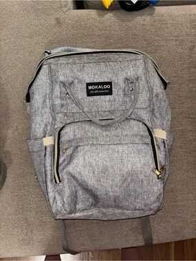 Mokaloo Gray Backpack Tote - Versatile Travel & Diaper Bag